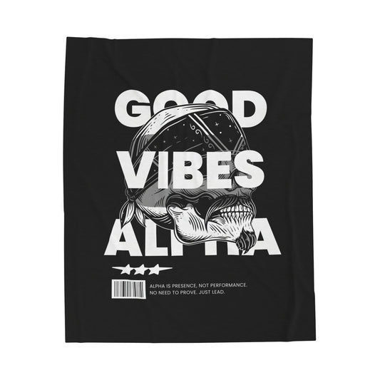 Good Vibes Alpha Presence Plush Blanket | Cozy Home Decor, Relaxation Blanket