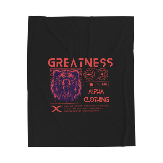 Greatness(Red) Velveteen Plush Blanket | Cozy Throw, Inspirational Home Décor, Motivational Gift, Relaxation Blanket