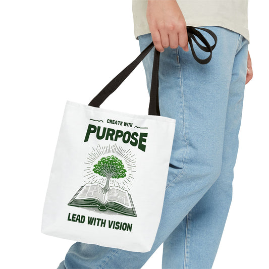Create With Purpose Tote Bag – Durable Canvas Bag with Inspirational Tree and Vision Design for Everyday Use