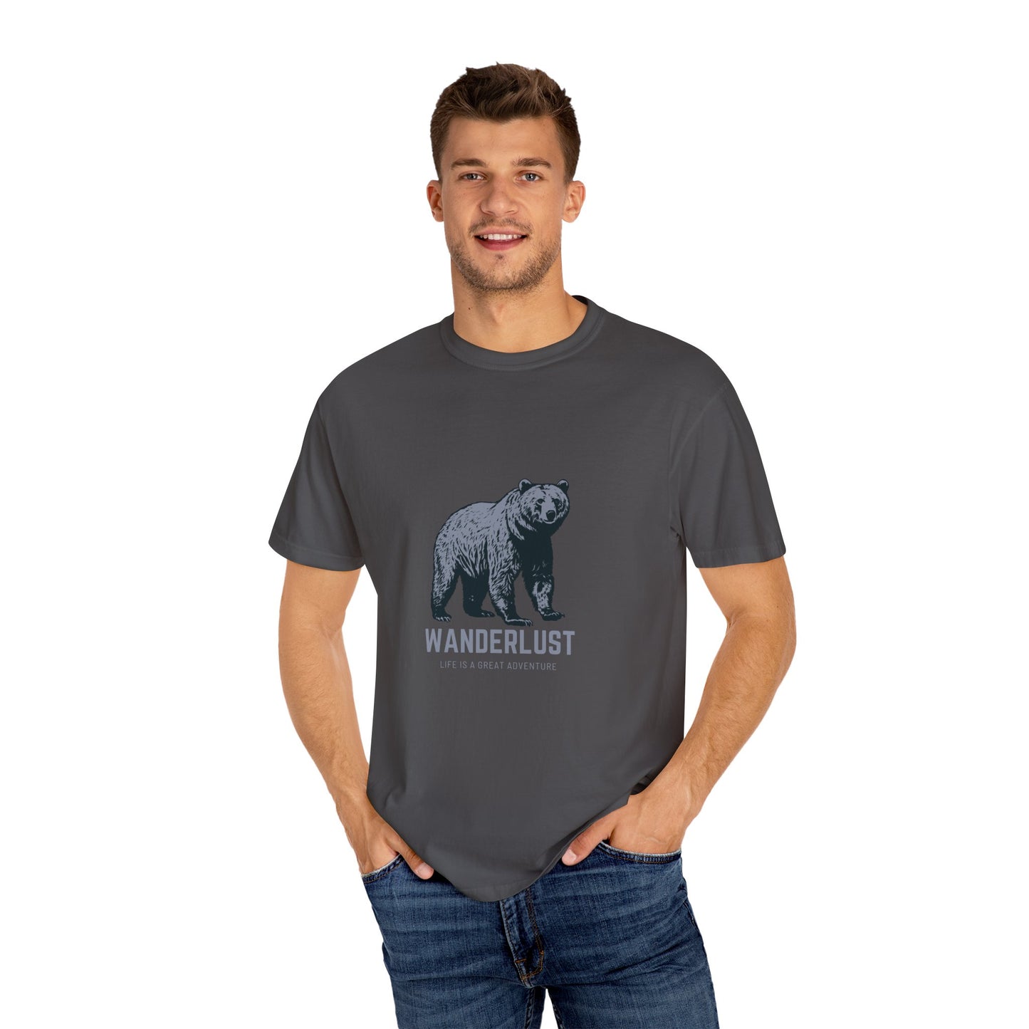 Wanderlust (Grey) Unisex Garment-Dyed T-Shirt – Soft, Durable & Comfortable Everyday Wear