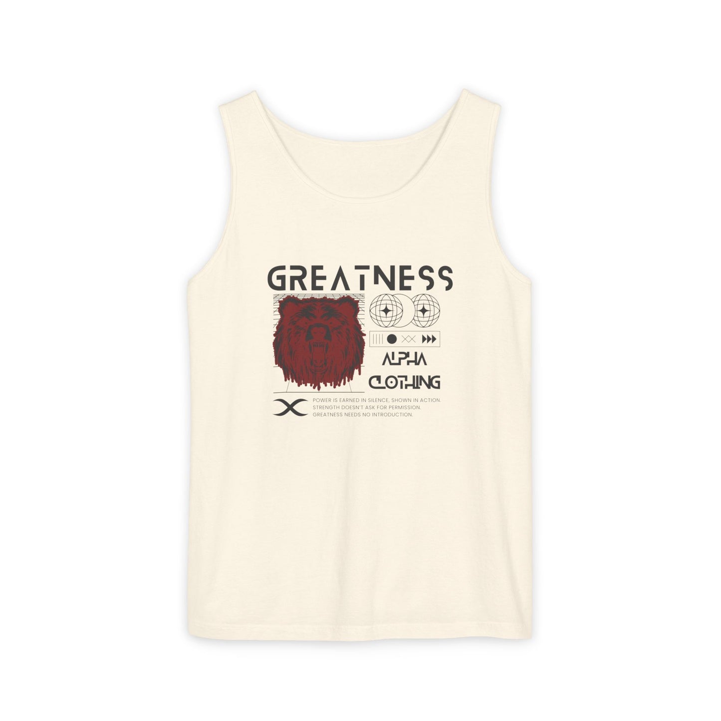 Greatness (Black&Red) Unisex Garment-Dyed Tank Top, Summer Style, Casual Wear, Gifts for Him, Athleisure, Relaxed Fit