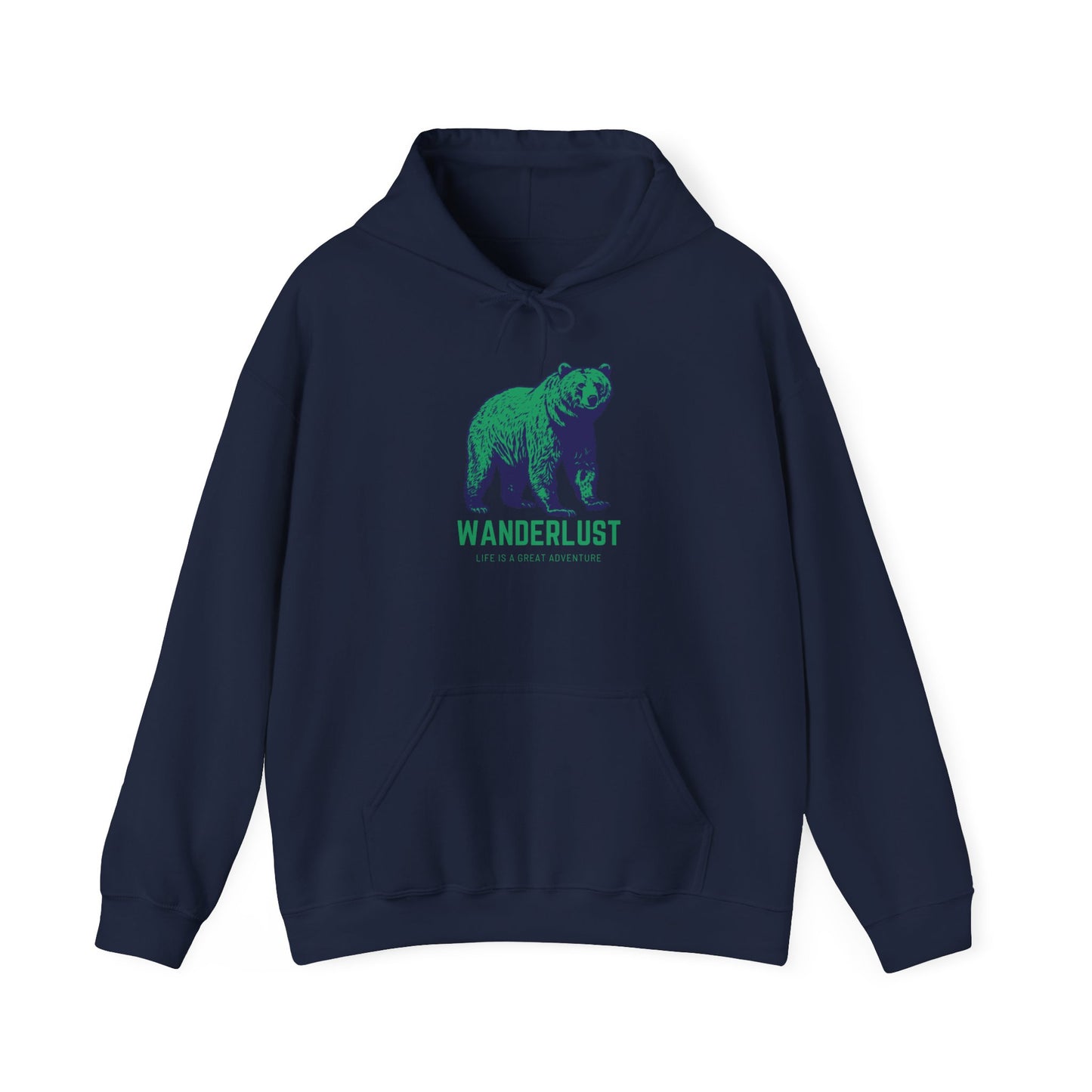 Wanderlust Hoodie (Green)| Unisex Motivational Hoodie, Casual Outfit, Sportswear Gift, Inspirational Apparel