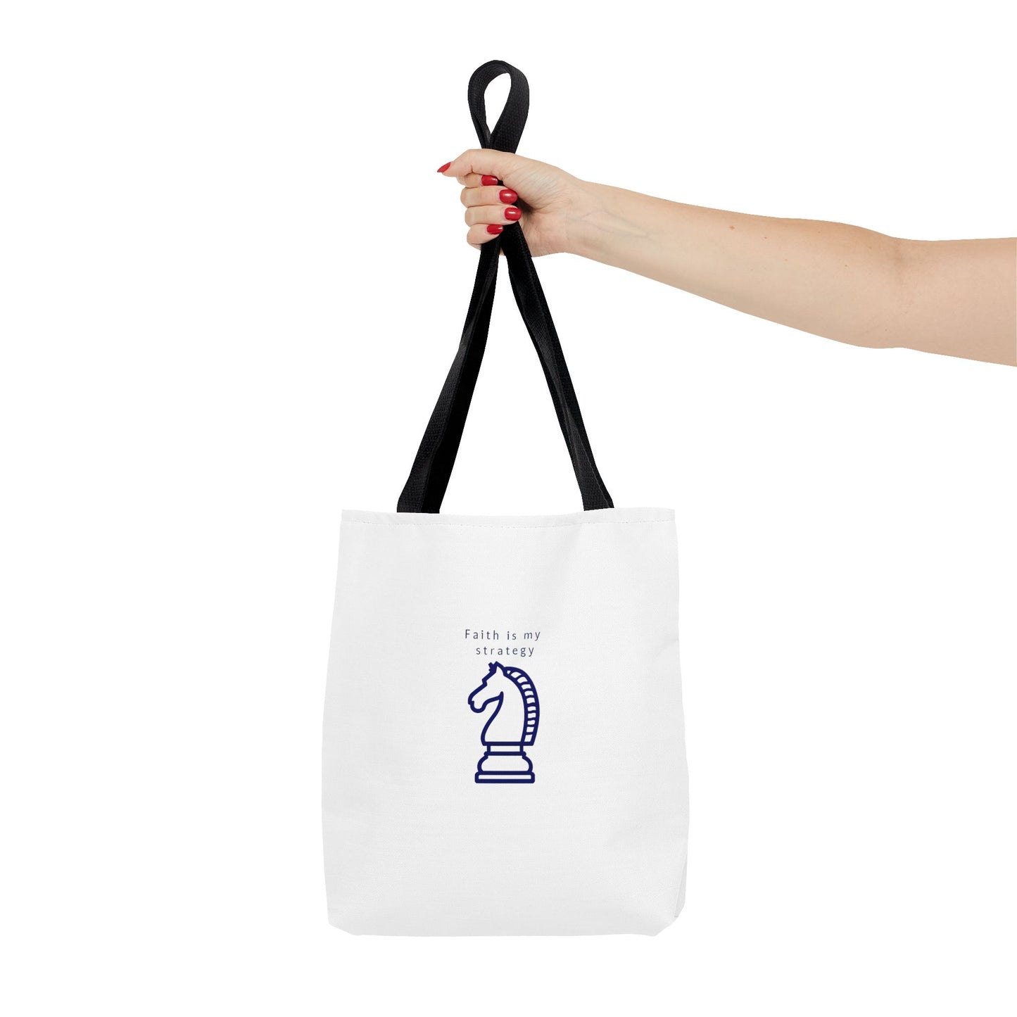 Faith Is My Strategy Tote Bag – Durable Canvas Bag with Inspirational Design for Everyday Use