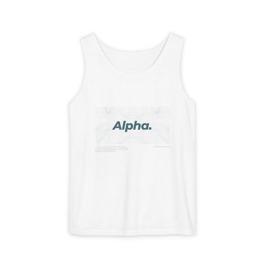 Alpha Waves Unisex Garment-Dyed Tank Top – Summer Fit for Beach Days, Relaxed Casual Wear, Travel Outfit