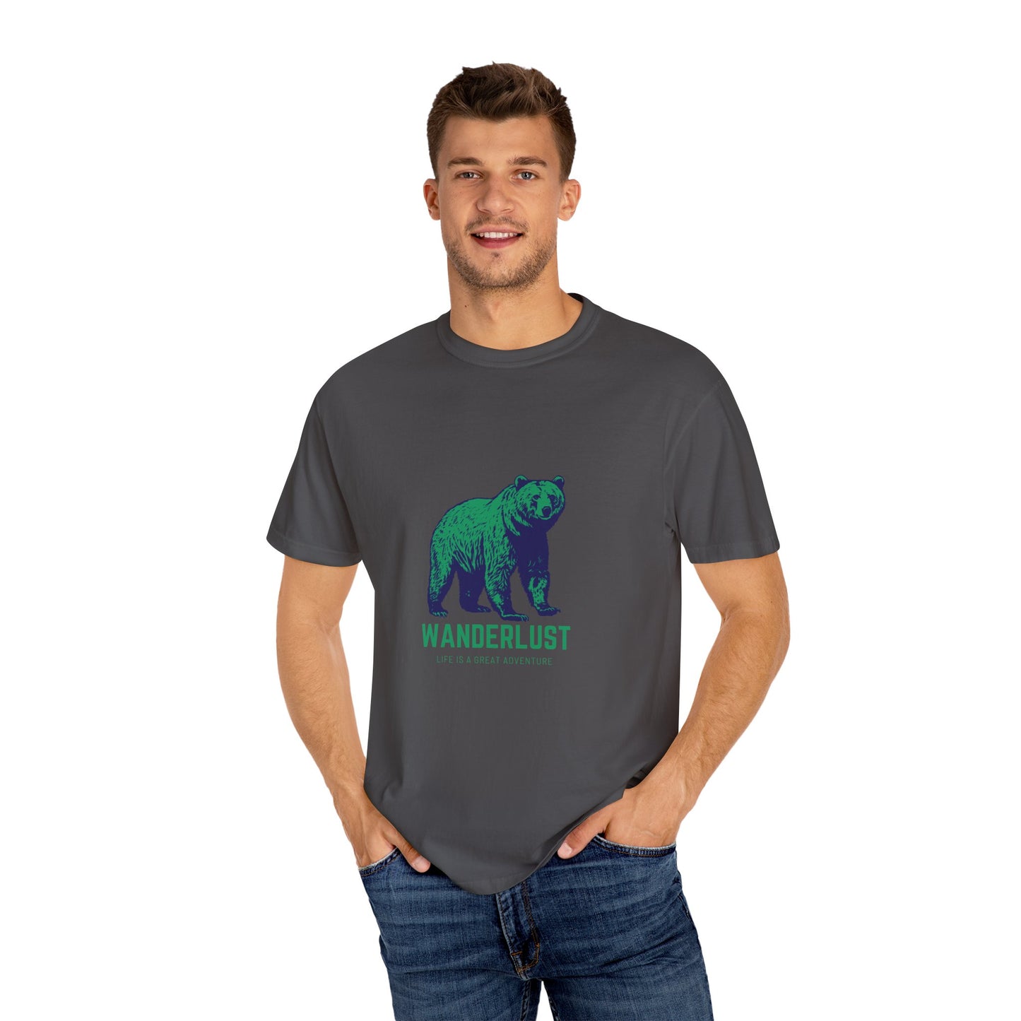 Wanderlust (Green) Unisex Garment-Dyed T-Shirt – Soft, Durable & Comfortable Everyday Wear