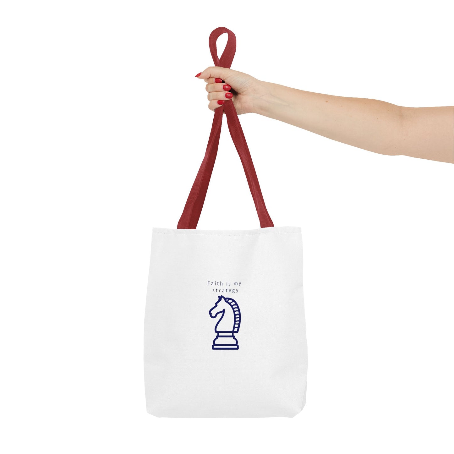 Faith Is My Strategy Tote Bag – Durable Canvas Bag with Inspirational Design for Everyday Use