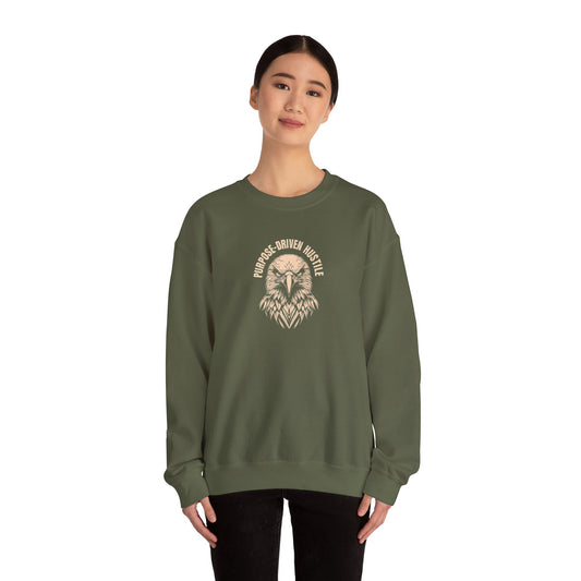 Purpose-Driven Hustle Crewneck – 50/50 Cotton-Poly, Classic Fit, Durable & Comfortable