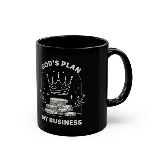 God's Plan Black Ceramic Mug – Faith-Inspired Coffee Cup 11oz & 15oz Christian Gift for Home, Office & Worship