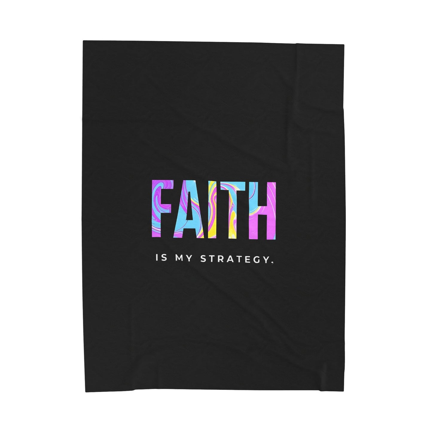 Faith Is My Strategy Velveteen Plush Blanket – Ultra-Soft, Warm & Durable for Home & Gifts