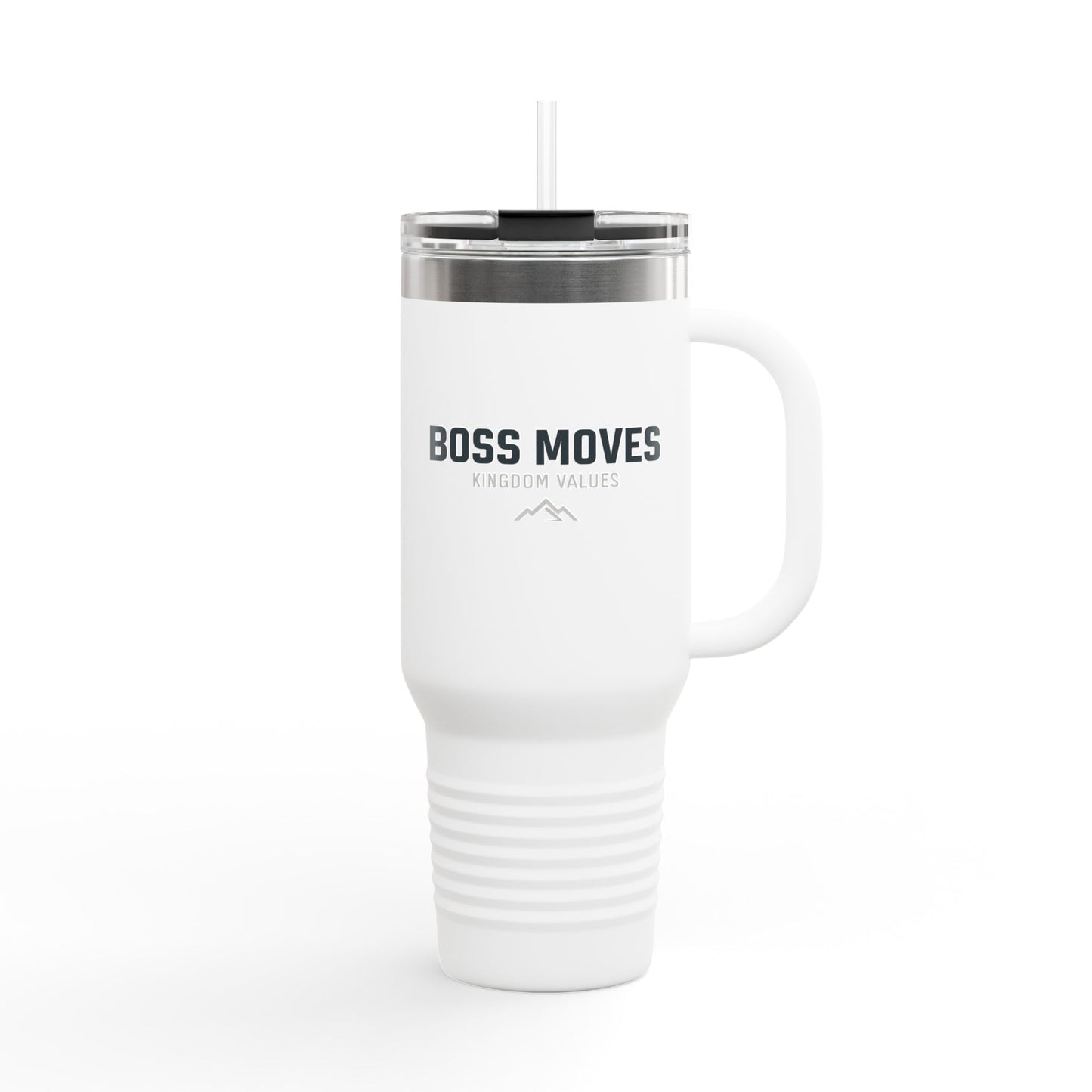 Boss Moves 40oz Insulated Travel Mug – Stainless Steel, Double-Wall, Leak-Proof with Handle