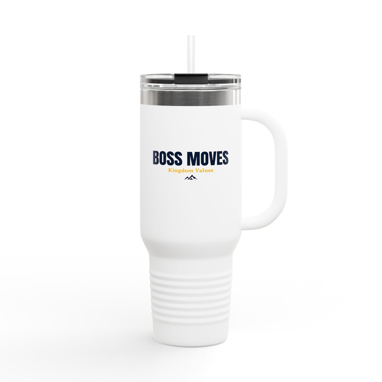 Boss Moves 40oz Insulated Travel Mug – Stainless Steel, Double-Wall, Leak-Proof with Handle