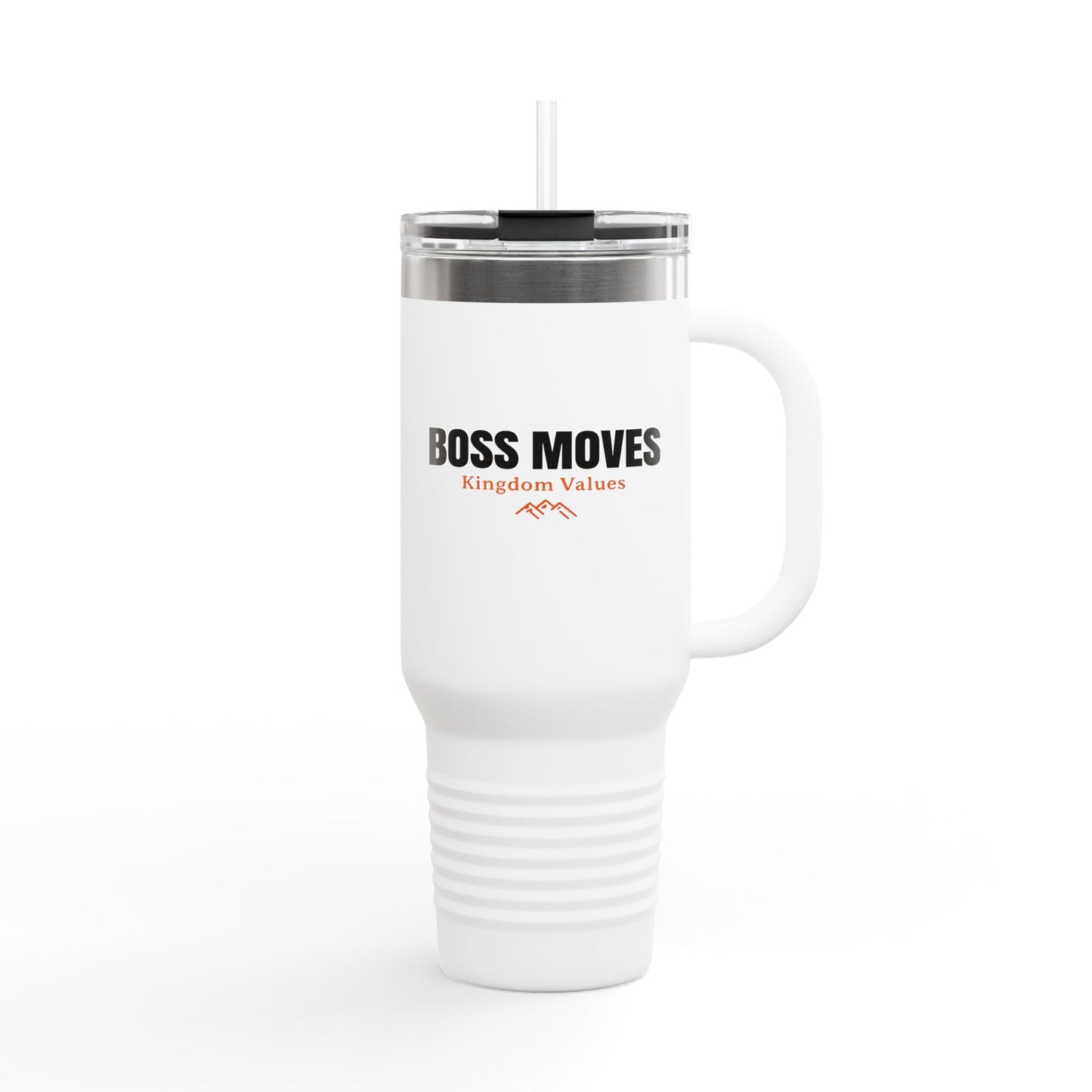 Boss Moves 40oz Insulated Travel Mug – Stainless Steel, Double-Wall, Leak-Proof with Handle